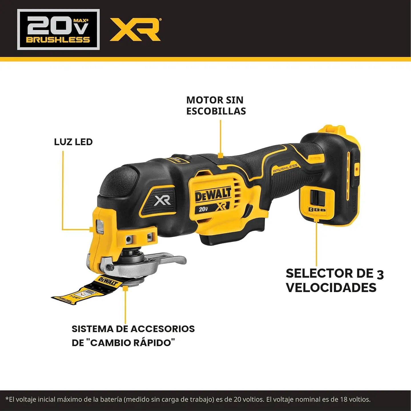 Multiherramienta Oscilante Inalambrica DeWalt XR 20V DCS356D1 3