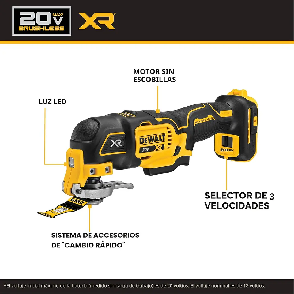 Multiherramienta Oscilante Inalambrica DeWalt XR 20V DCS356D1 3