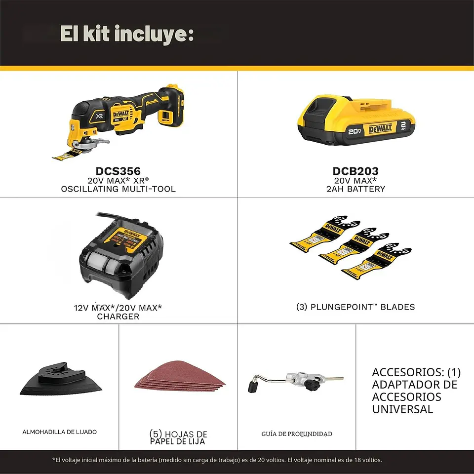 Multiherramienta Oscilante Inalambrica DeWalt XR 20V DCS356D1 2
