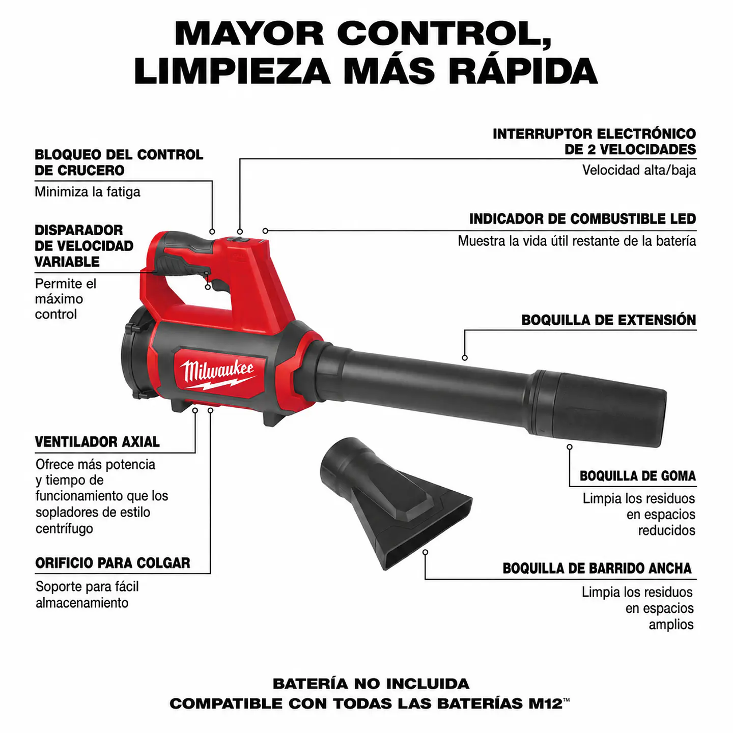 Soplador Compacto Inalambrico Milwaukee M12 0852-20 2