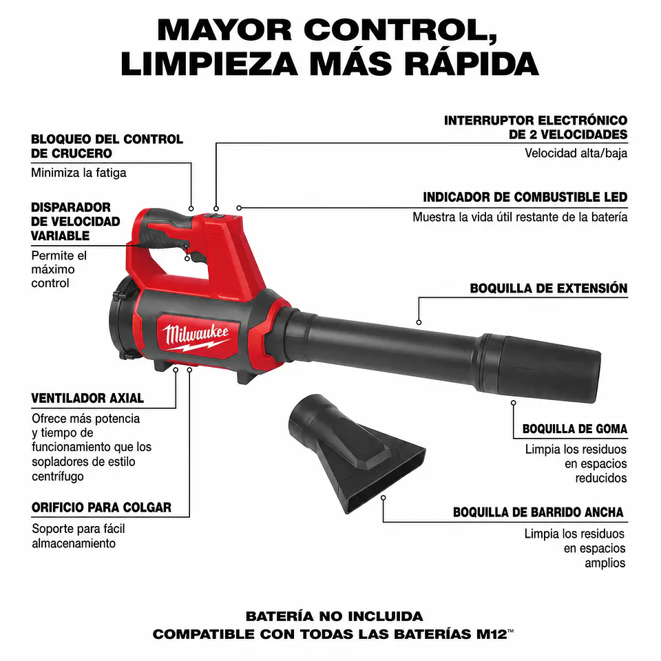  Soplador Compacto Inalambrico Milwaukee M12 0852-20 2