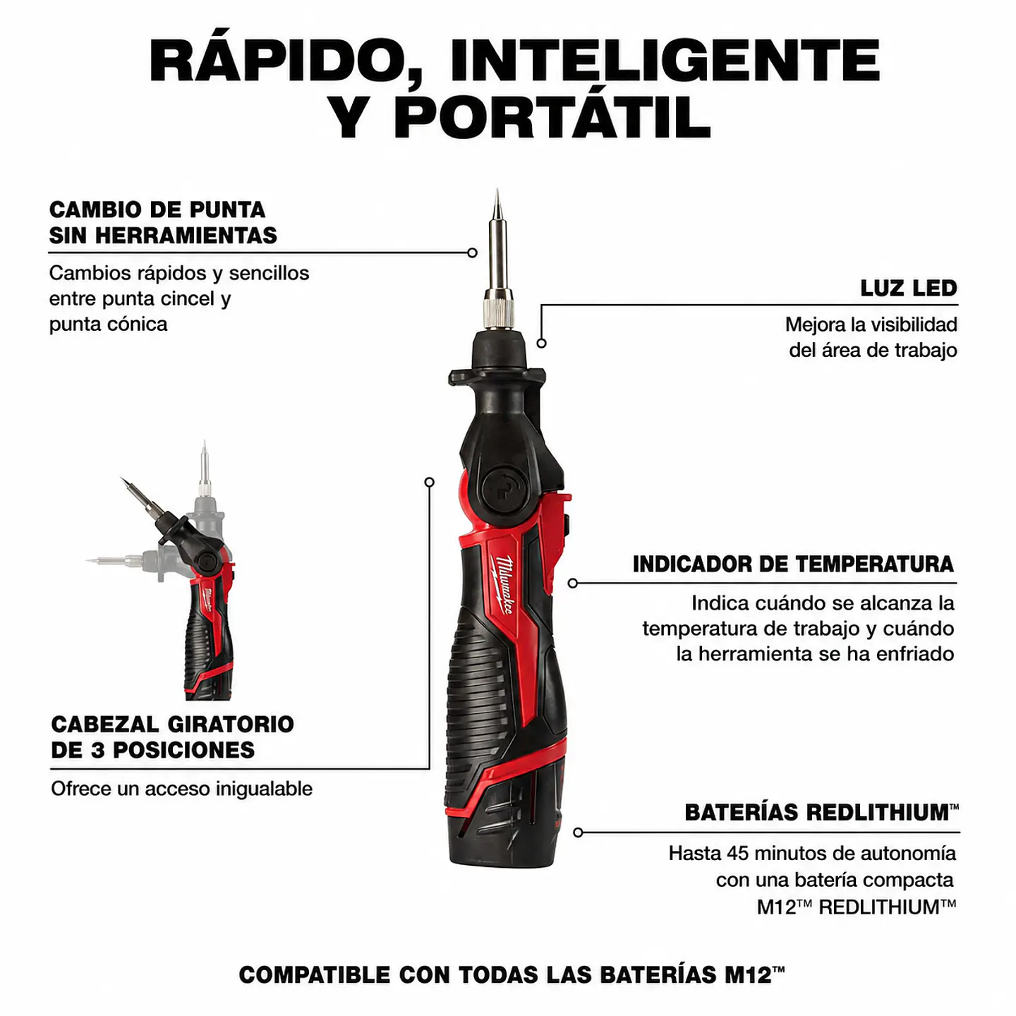 Kit cautin Inalambrico Milwaukee M12 2488-21 3