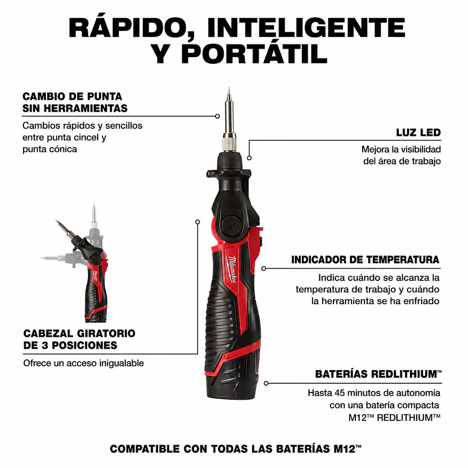 Kit cautin Inalambrico Milwaukee M12 2488-21 3