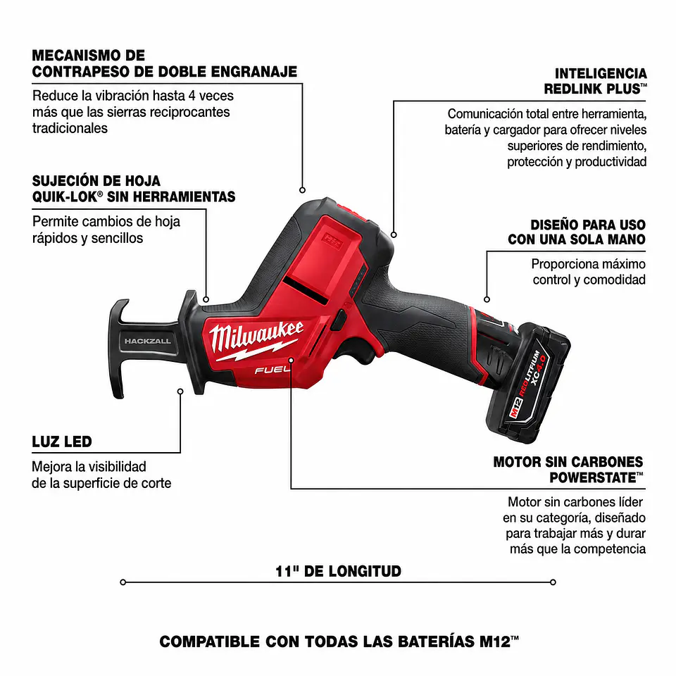 Sierra Sable Inalambrica Milwaukee M12 Fuel 2520-21XC 3