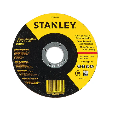 Disco Corte Metal Inox 4,5" (115x1.6x22 mm) Stanley STA8063
