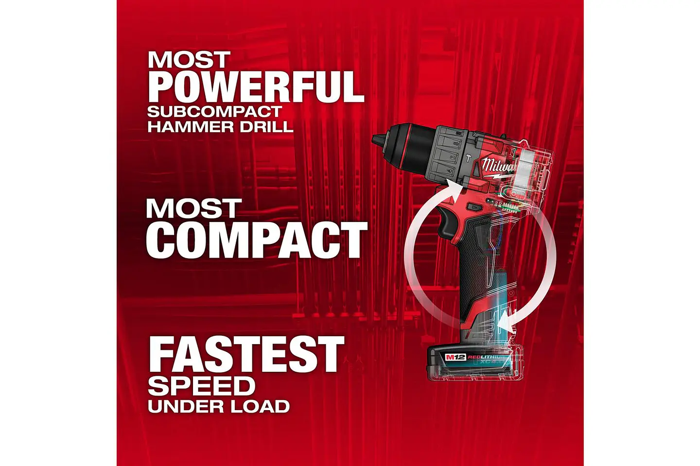 Taladro Percutor Milwaukee M12 FUEL 12V 3404-22 8
