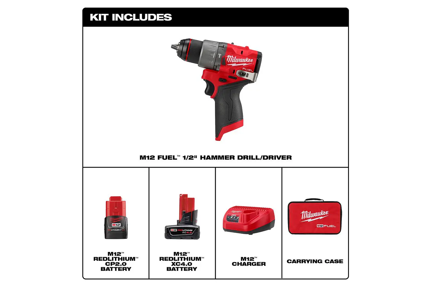 Taladro Percutor Milwaukee M12 FUEL 12V 3404-22 2