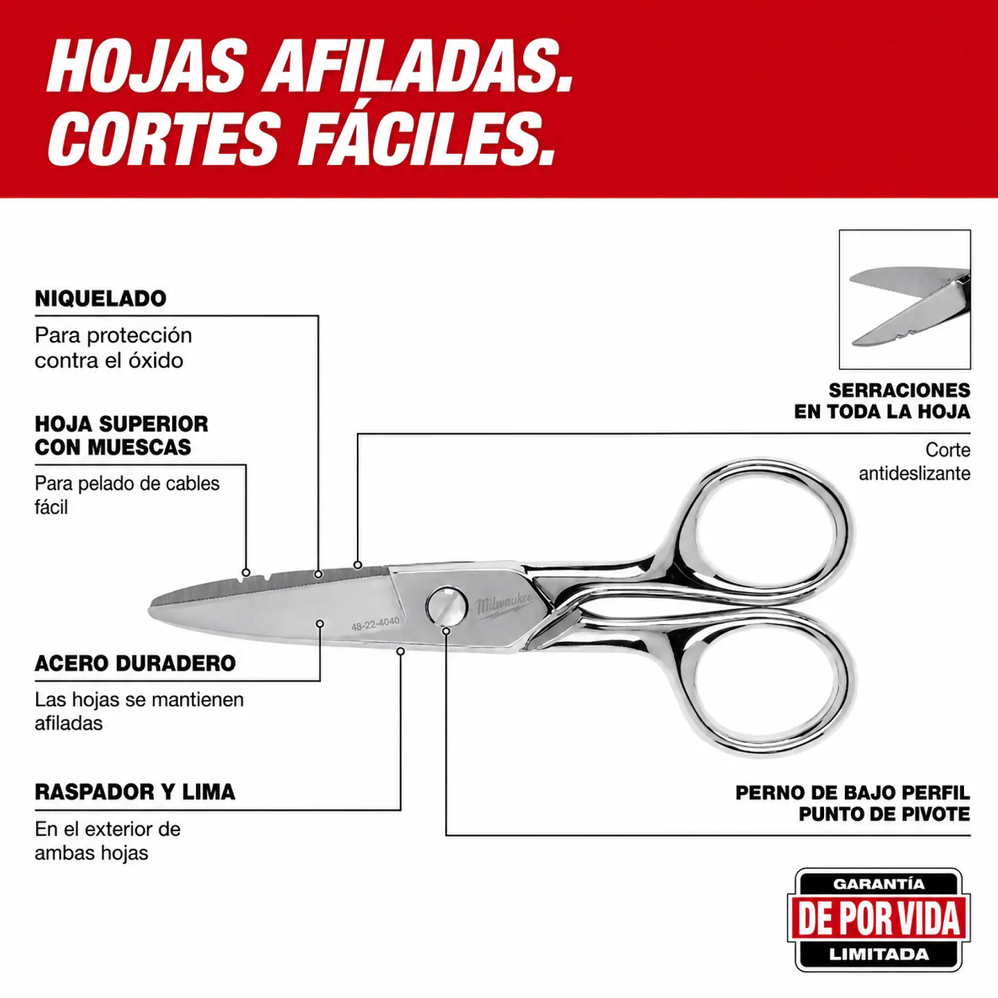Tijeras de Electricista Milwaukee 48-22-4048 3