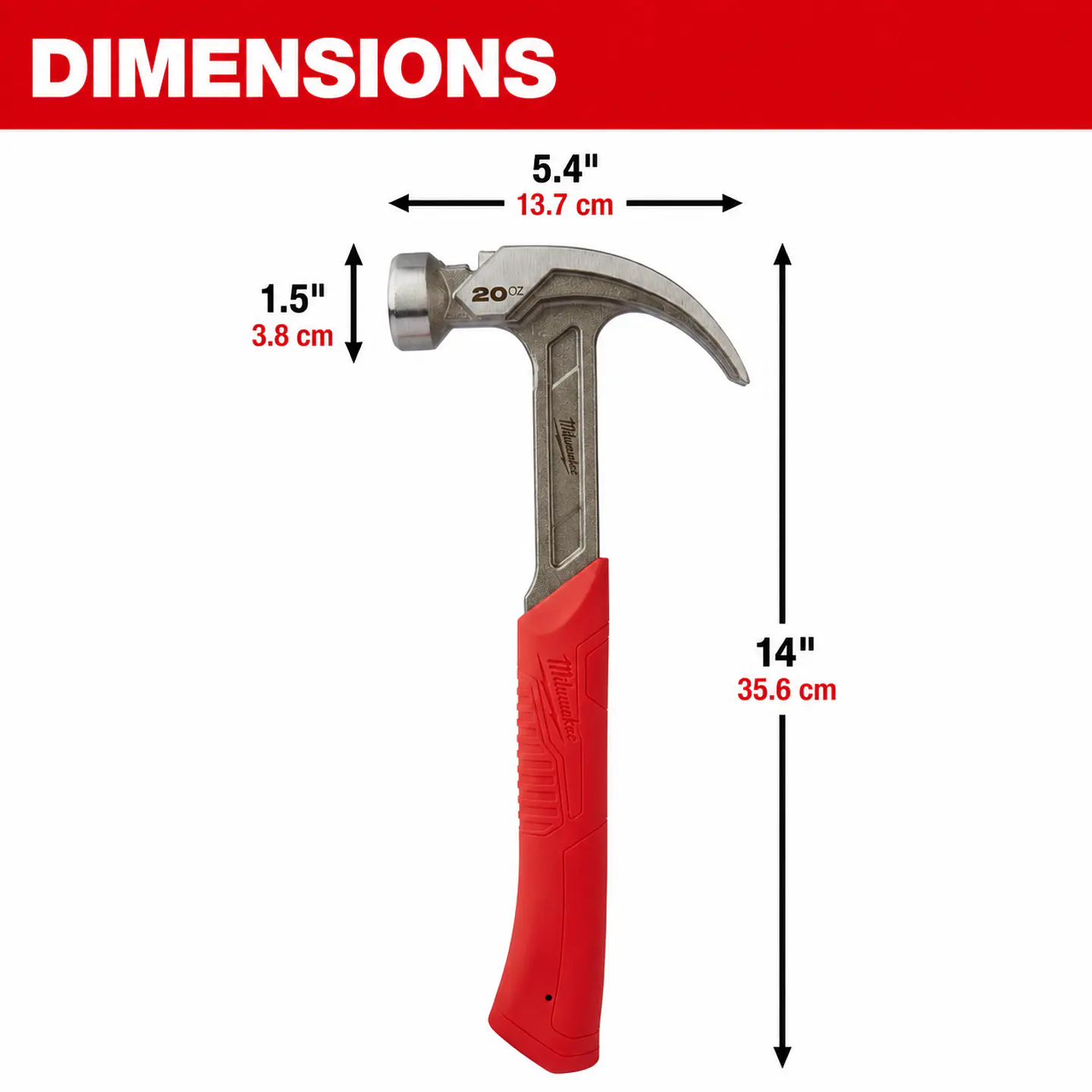 Martillo Milwaukee Garra Curva Cara Lisa 20oz 48-22-9080 2