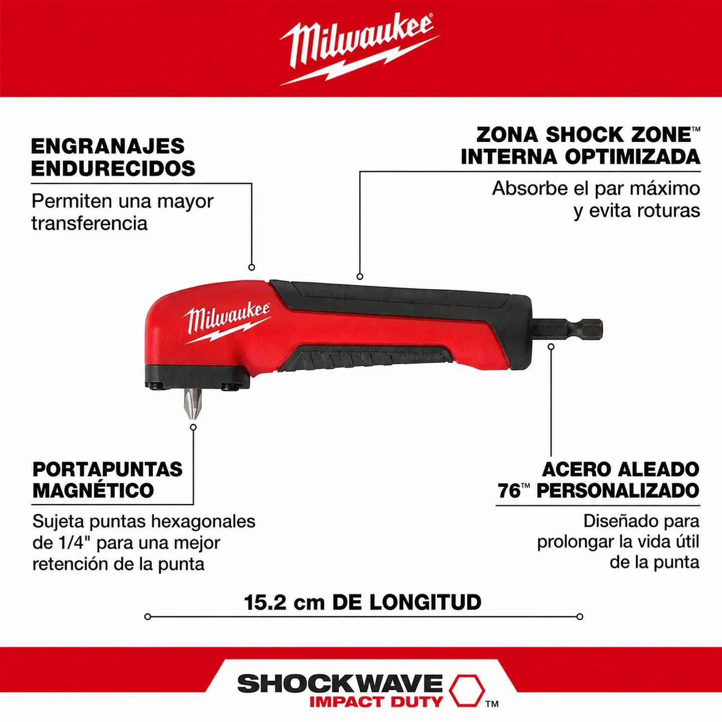 Adaptador Angular Milwaukee SHOCKWAVE 48-32-2390 3