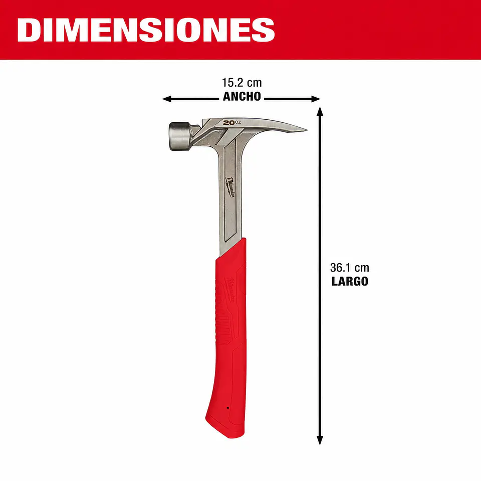 Martillo Milwaukee Garra Recta Cara Lisa 20oz 48-22-9020 2