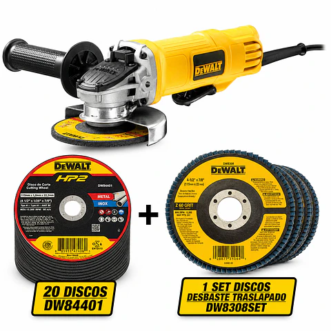 Esmeril DeWALT 4 1/2" + Kit de Discos GRATIS