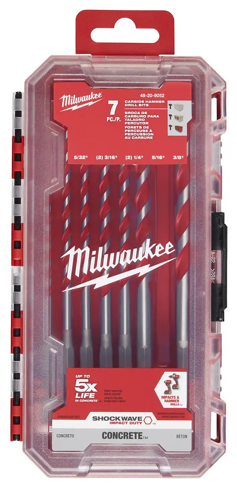 Set de 7 Brocas para Concreto SHOCKWAVE Carbide Milwaukee 48-20-9052
