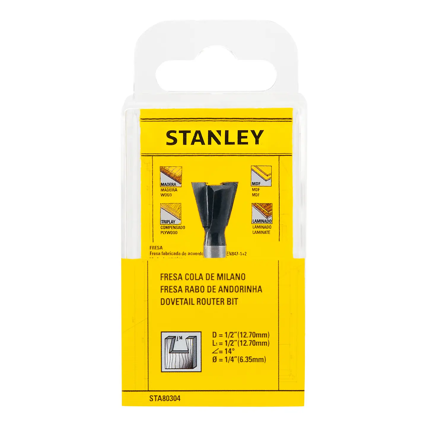 Fresa Cola de Milano 1/2 x 1/2 Stanley STA80304 1