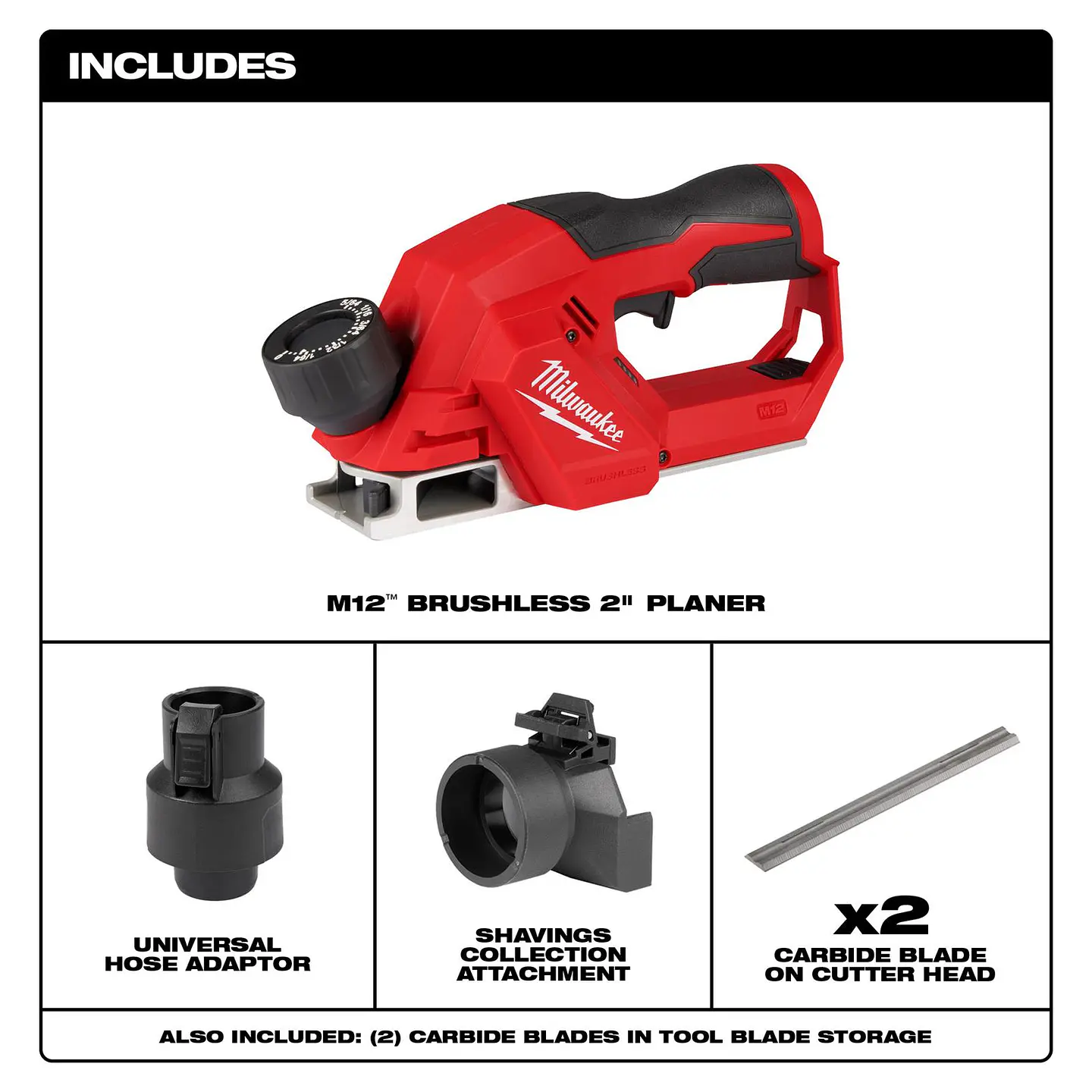 Cepillo Inalambrico M12 Milwaukee Brushless 50.8mm 2524-20 6