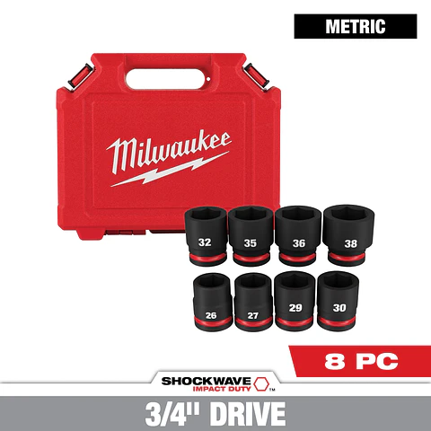 Set Dados Metricos Milwaukee SHOCKWAVE 3/4" 8 Piezas 49-66-7019