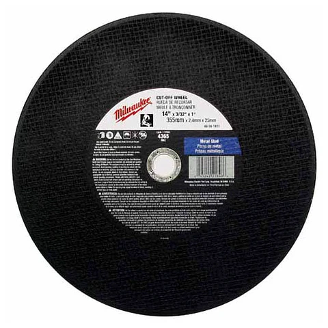 Disco de Corte Milwaukee 14" x 3/32" x 1" Tipo 1 49-94-1405