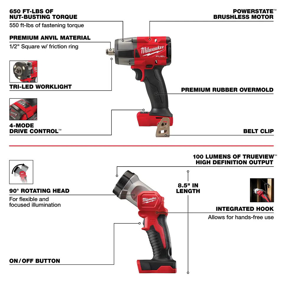 Kit Milwaukee 7 Herramientas Inalambricas M18 FUEL 3697-27 8
