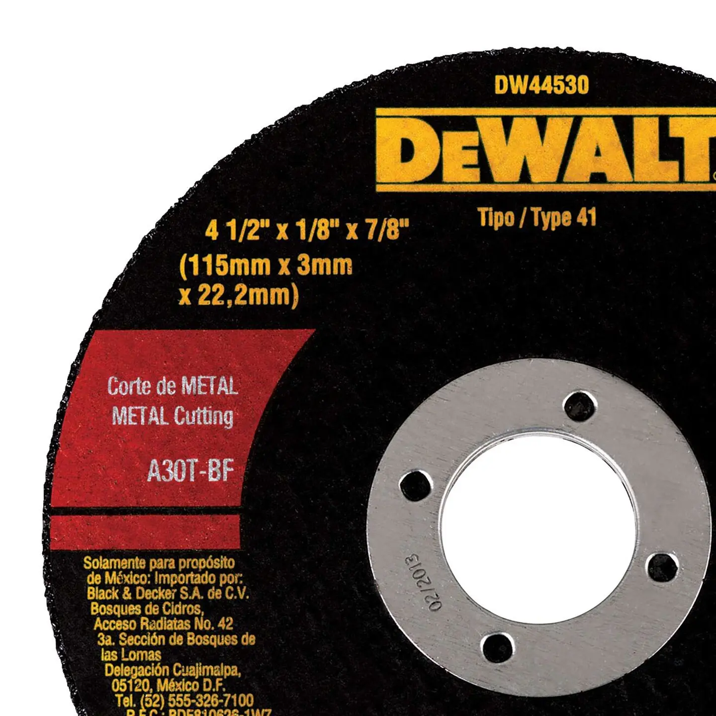 Disco Corte Metal 4 1/2” x 1/8” x 7/8” Dewalt DW44530 2