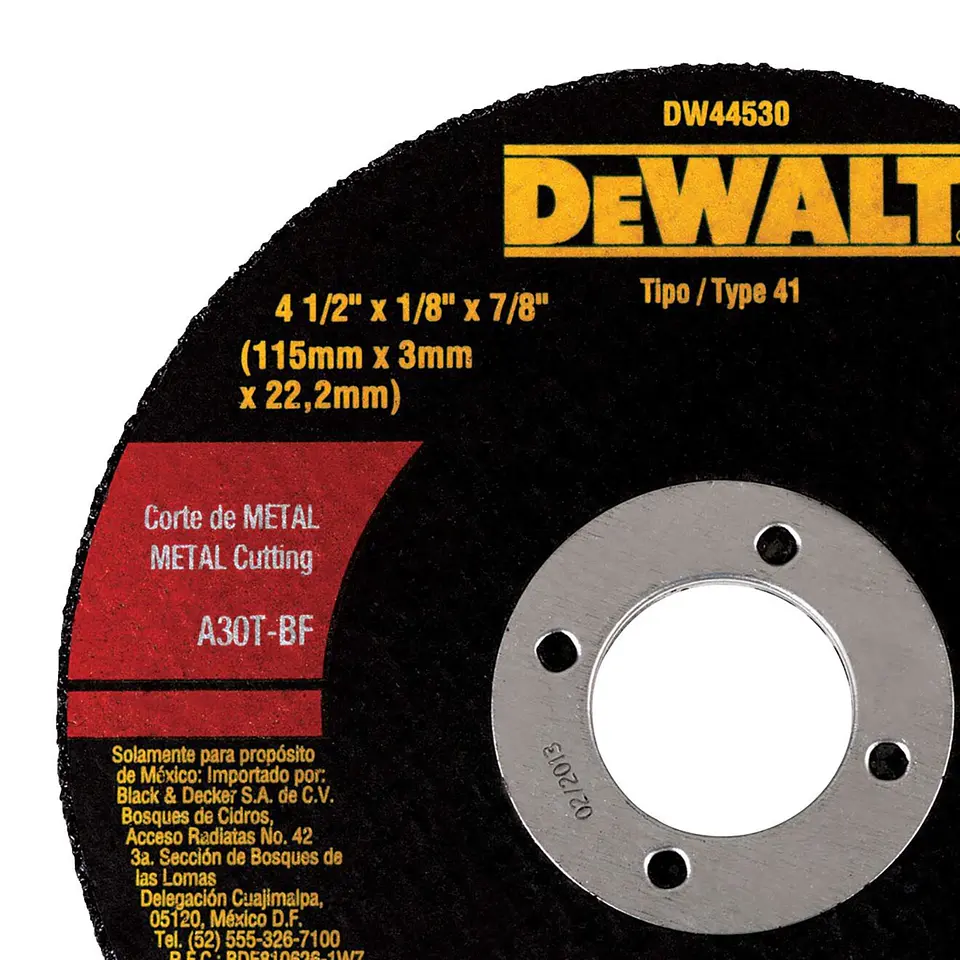 Disco Corte Metal 4 1/2” x 1/8” x 7/8” Dewalt DW44530 2