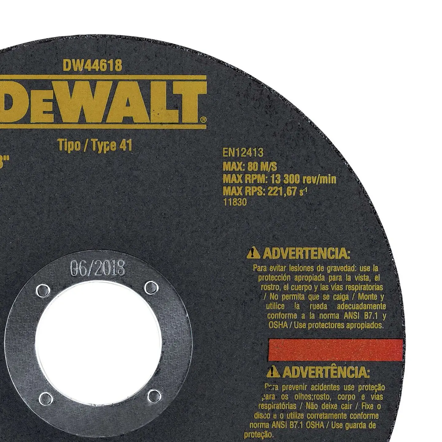 Disco Corte Metal Inox 4-1/2” x 3/64” x 7/8” Dewalt DW44618 3