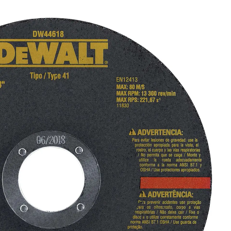 Disco Corte Metal Inox 4-1/2” x 3/64” x 7/8” Dewalt DW44618 3
