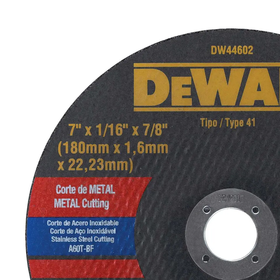 Disco Corte Metal Inox 7” x 1/16” x 7/8” Dewalt DW44602 2