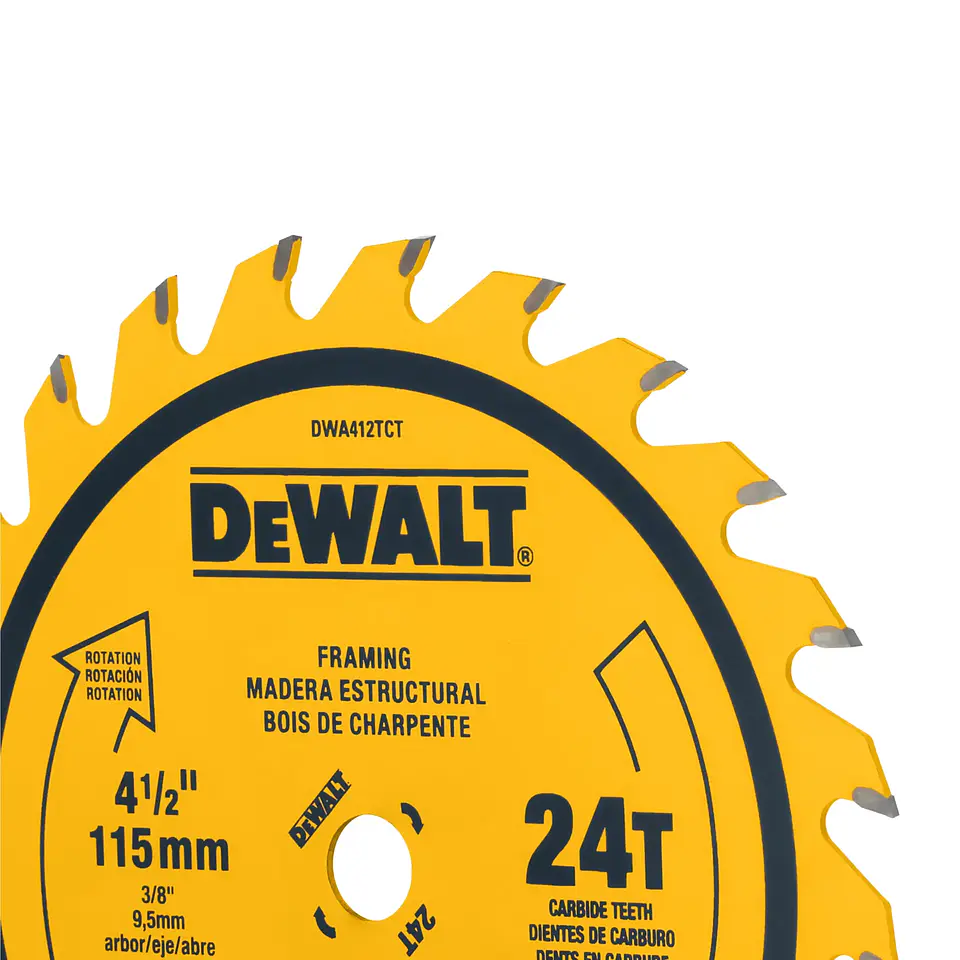 Disco Sierra 4 1/2 24 Dientes - Eje 3/8 DWA412TCT Dewalt  2