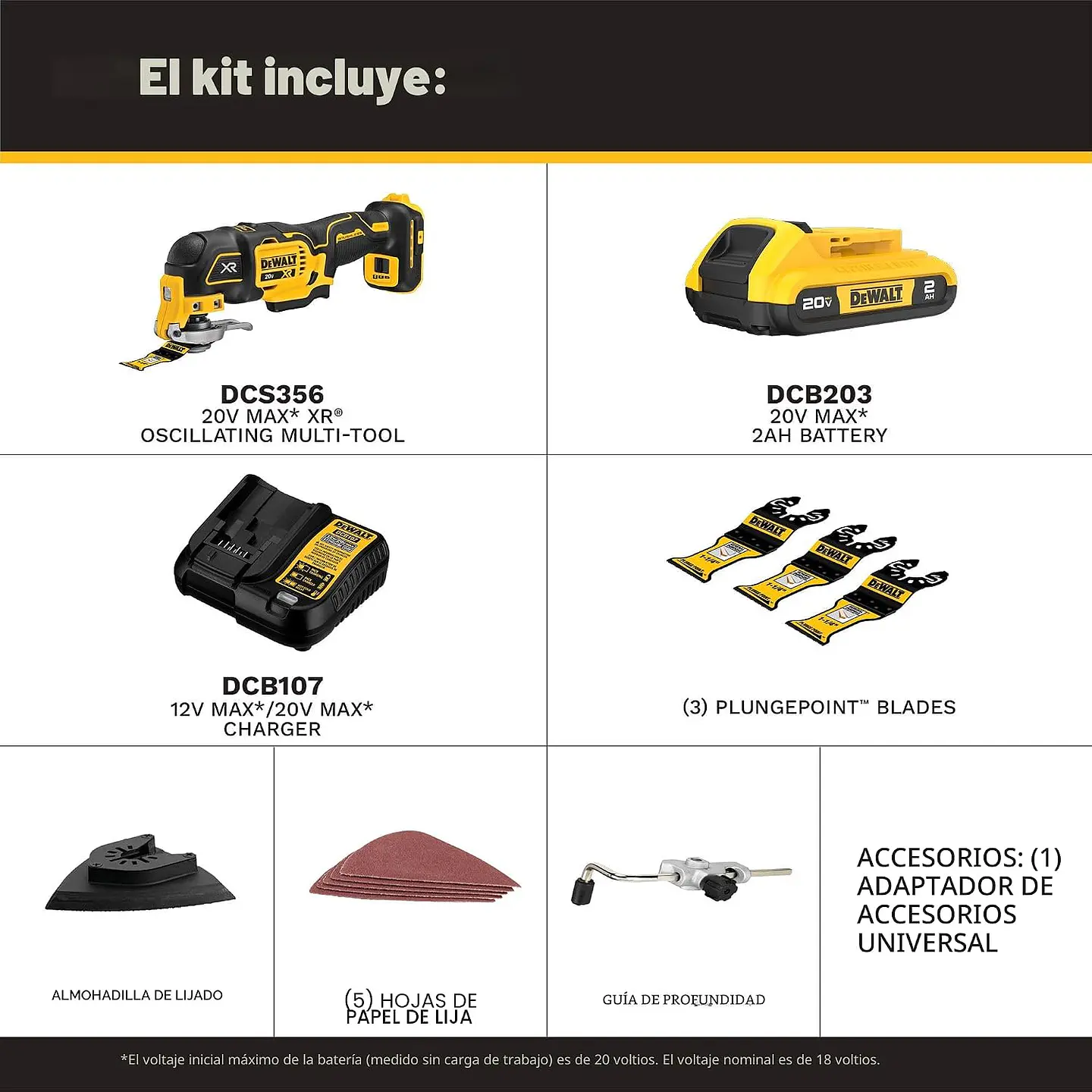 Multiherramienta Oscilante Inalambrica DeWalt XR 20V DCS356D1 2