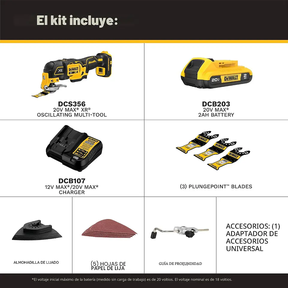Multiherramienta Oscilante Inalambrica DeWalt XR 20V DCS356D1 2