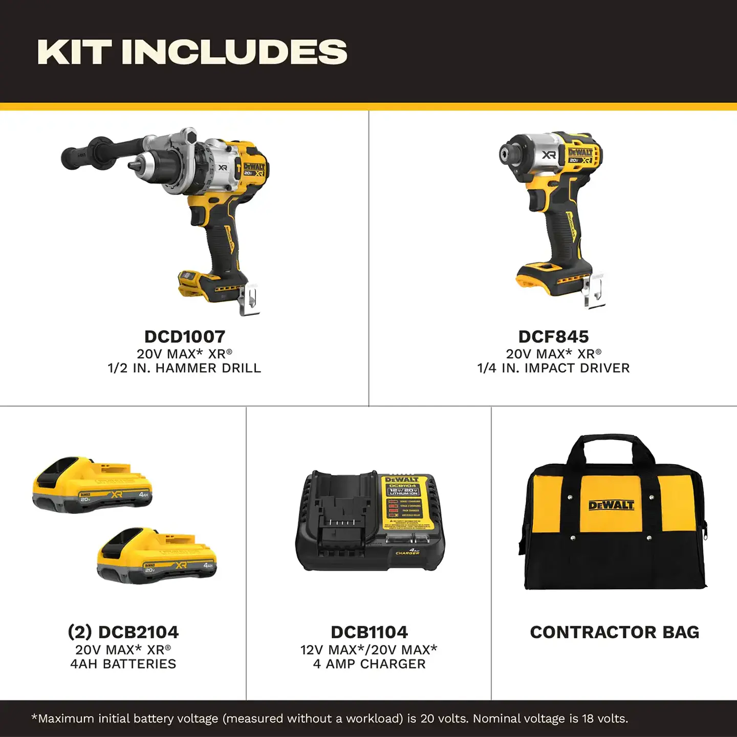 Kit Taladro Percutor e Impacto XR DeWalt DCK2101QQ2 2