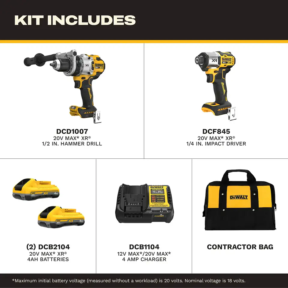 Kit Taladro Percutor e Impacto XR DeWalt DCK2101QQ2 2