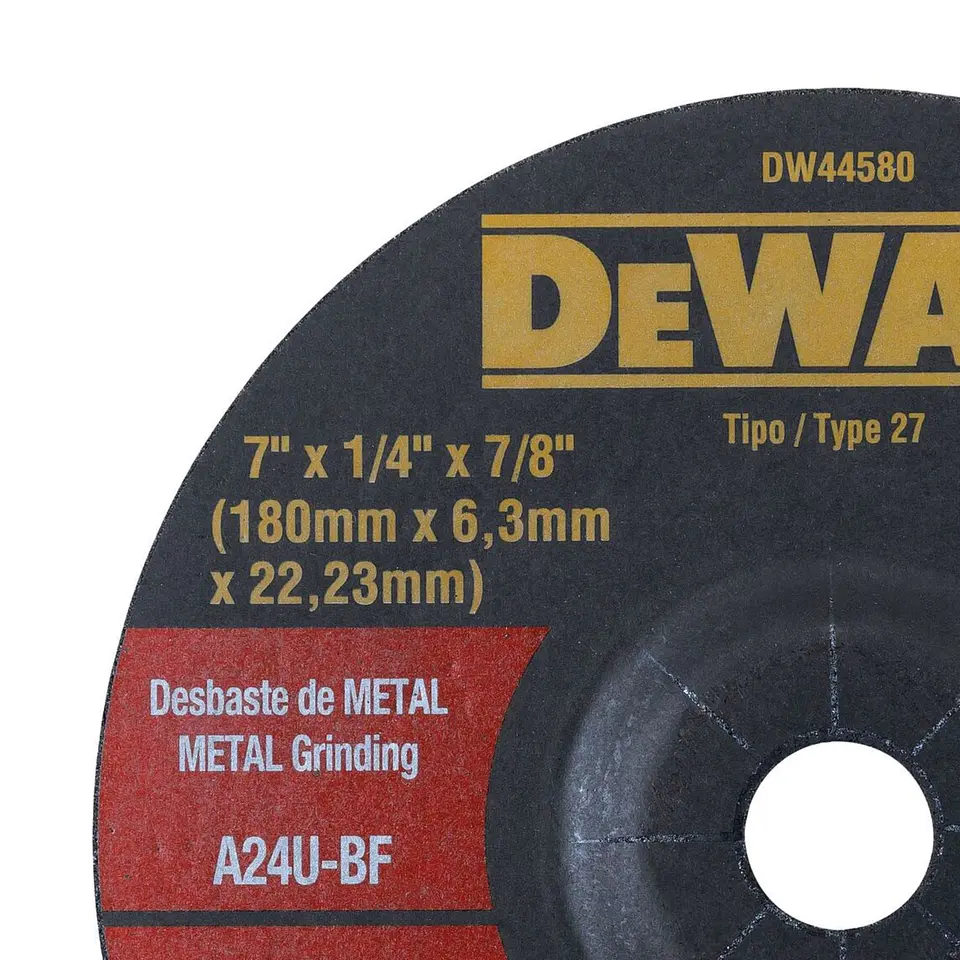 Disco Desbaste Metal 7” x 1/4” x 7/8” Dewalt DW44580 2