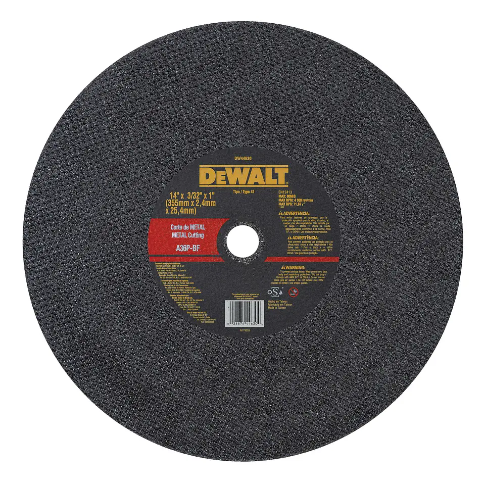 Disco Corte Metal Tronzadora 14” x 3/32” x 1” Dewalt DW44630 1