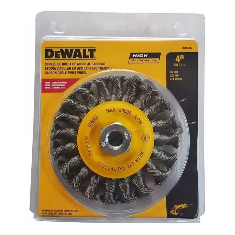 Grata Rueda Trenzada 4” Eje M14 Dewalt DW4930M 1