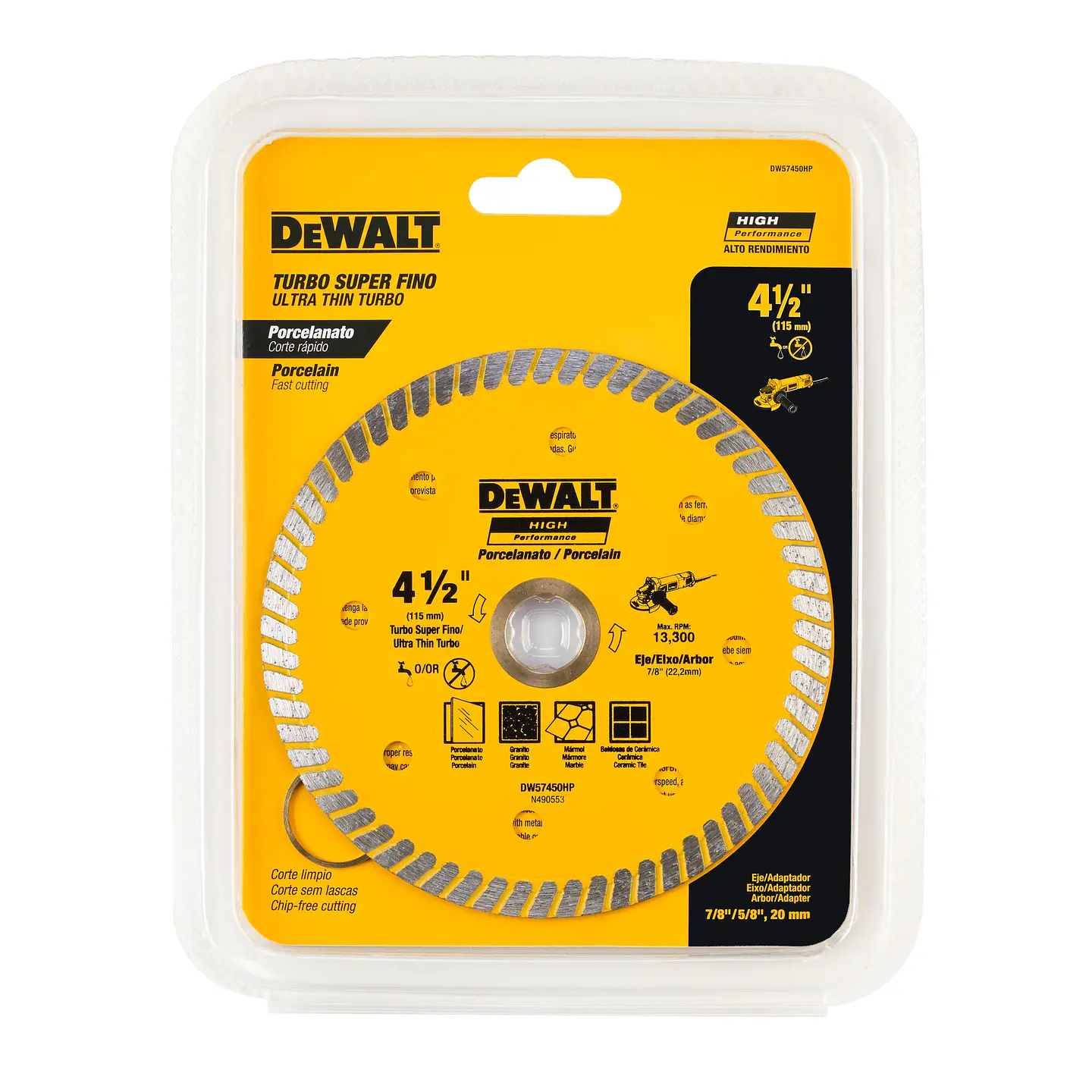 Disco Diamantado Ranurado 4-1/2” Super Fino Dewalt DW57450HP 1
