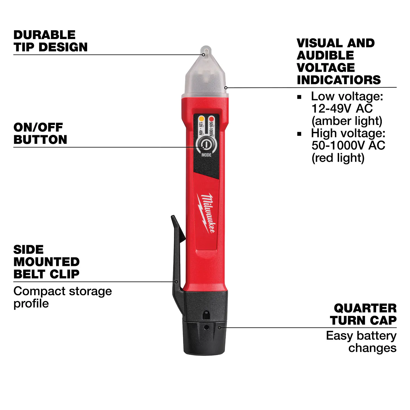 Detector de Voltaje Doble Rango 12-1000V Milwaukee 3208-20 3