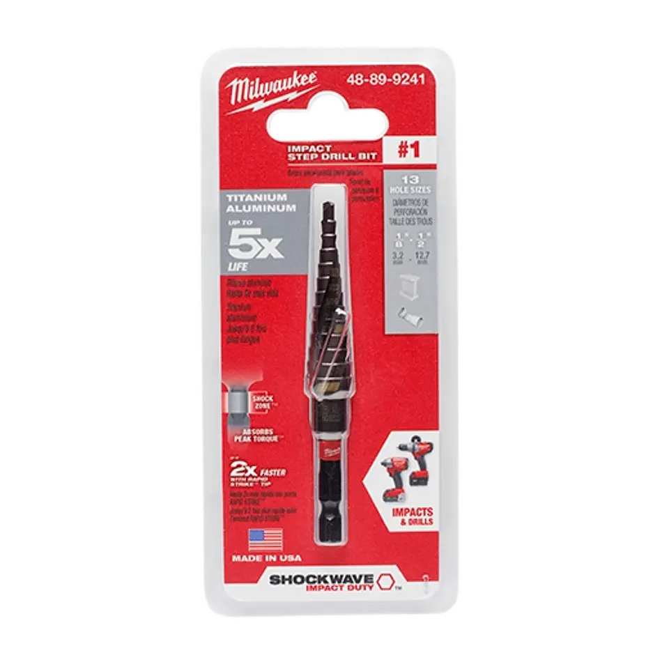 Broca Escalonada Shockwave 1/8 a 1/2 Milwaukee 48-89-9241 4