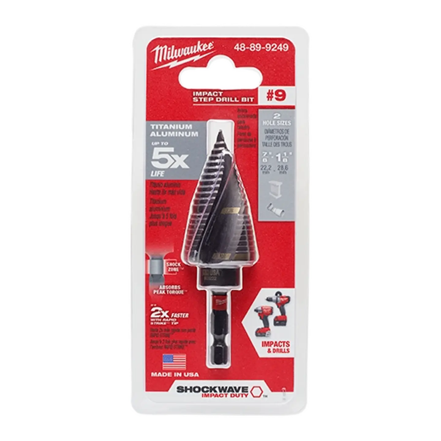 Broca Escalonada Shockwave 7/8 a 1-1/8 Milwaukee 48-89-9249 5