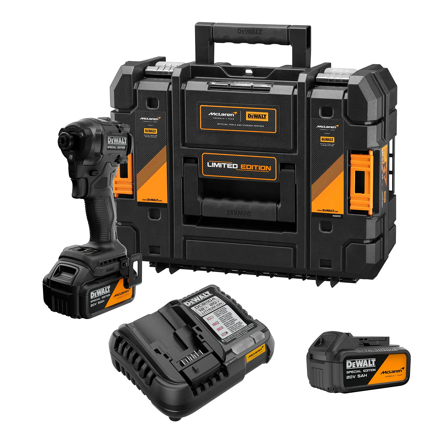 Kit Mclaren Atornillador Imp 20V XR + 2B 5AH + TSTAK DEWALT 1