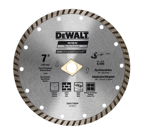 Disco Diamantado Ranurado 7" (180mm) HP DeWalt DW47700HP