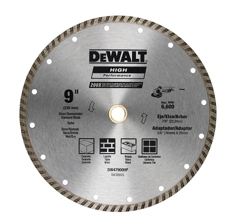 Disco Diamantado Ranurado 9" (230mm) HP DeWalt DW47900HP
