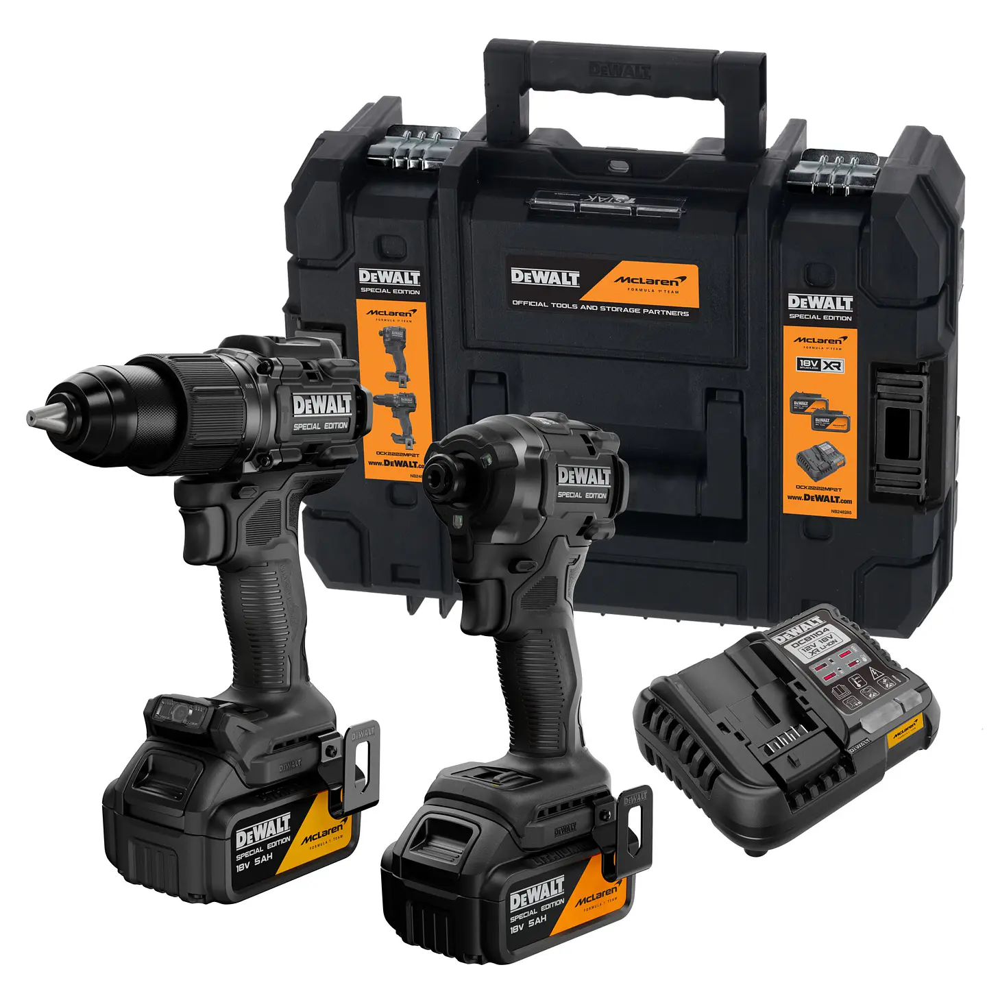 Kit Mclaren Taladro + Atornillador 20V XR + 2B +TSTAK DEWALT 1