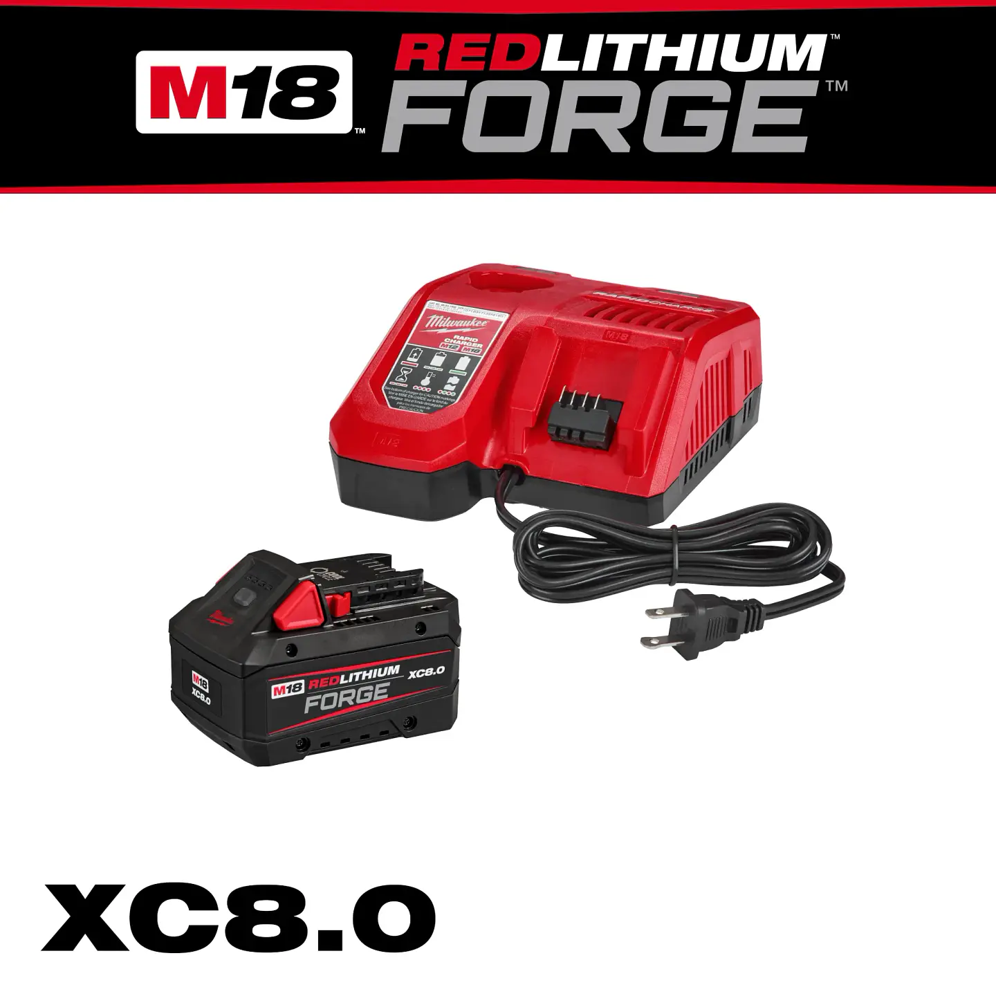 Kit Bateria M18 FORGE 8.0Ah + Cargador Rapido Milwaukee 220V 48-5859 2