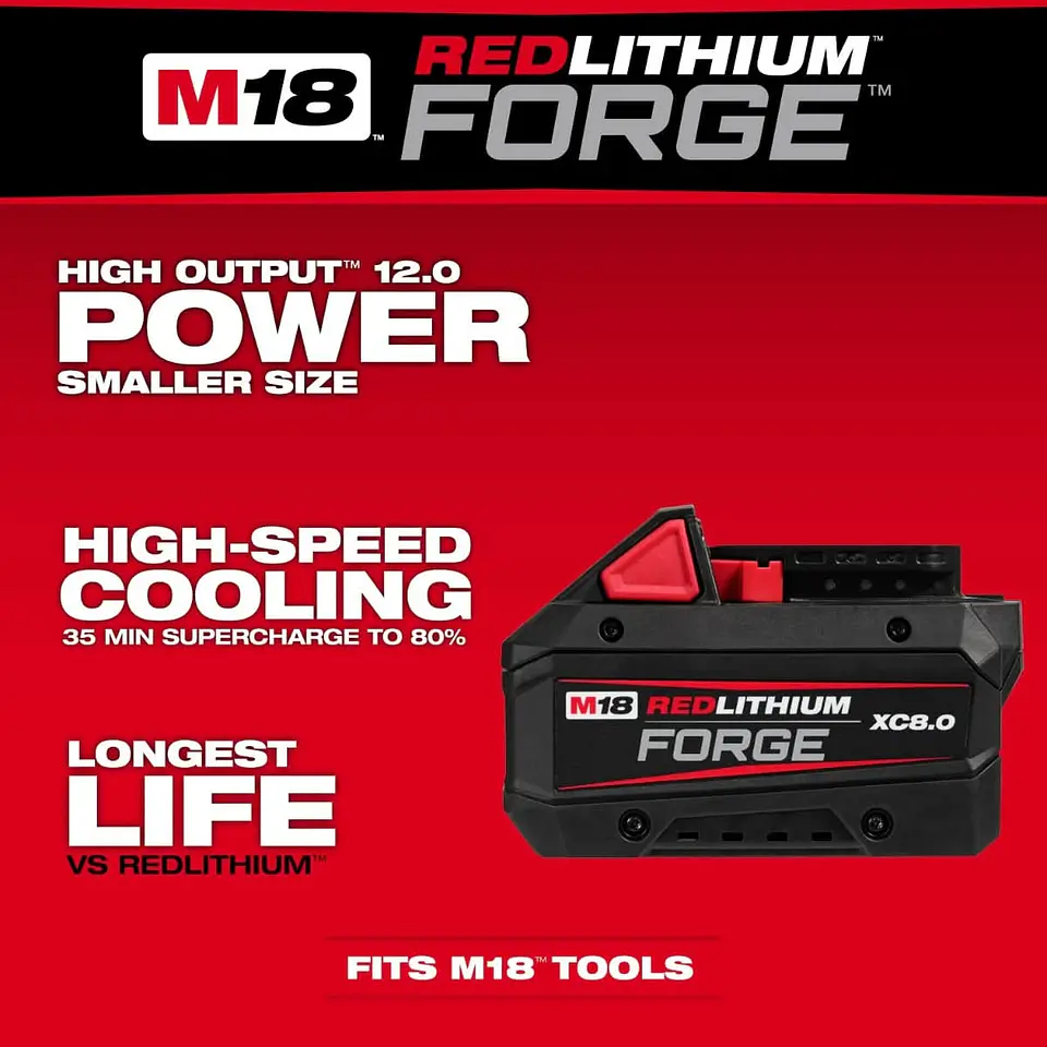Kit Bateria M18 FORGE 8.0Ah + Cargador Rapido Milwaukee 220V 48-5859 4
