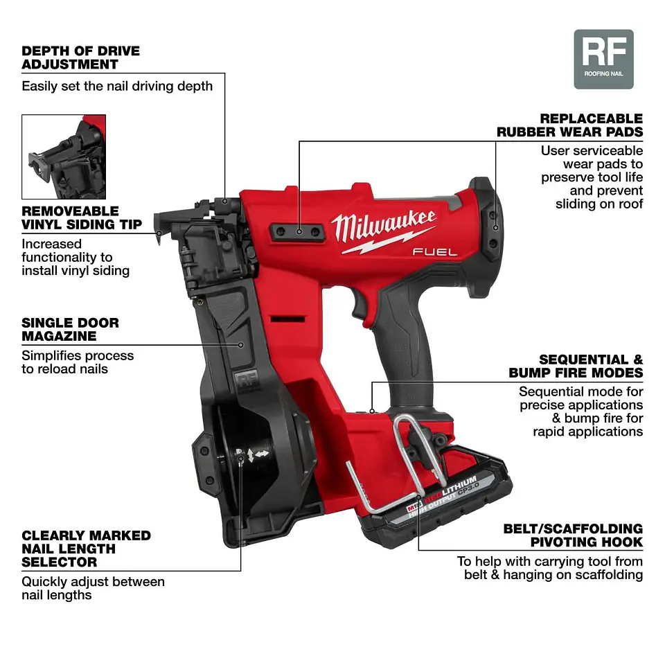 Kit Clavadora de Techo en Rollo Milwaukee M18 FUEL 2909-21 3