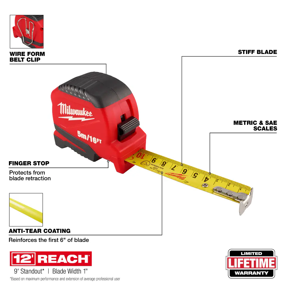 Huincha de Medir Milwaukee Compacta 5m/16' 48-22-1717 2
