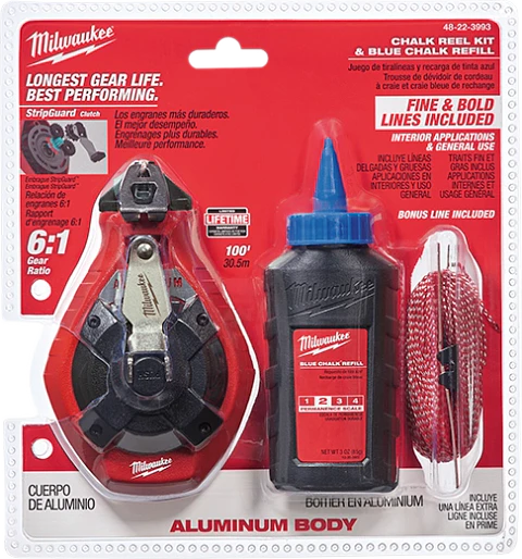 Tizador de Aluminio Milwaukee 30 m con Tiza Azul y Linea Extra 48-22-3993