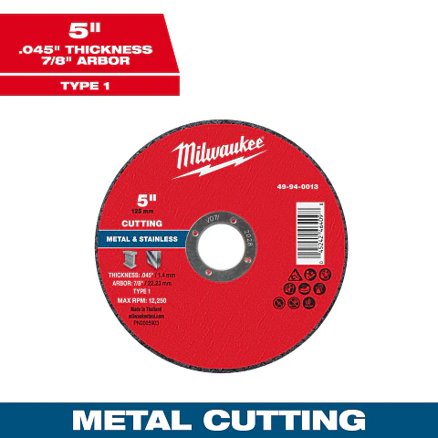 Disco de Corte Metal Milwaukee 5" x 0.045" x 7/8" 49-94-0013
