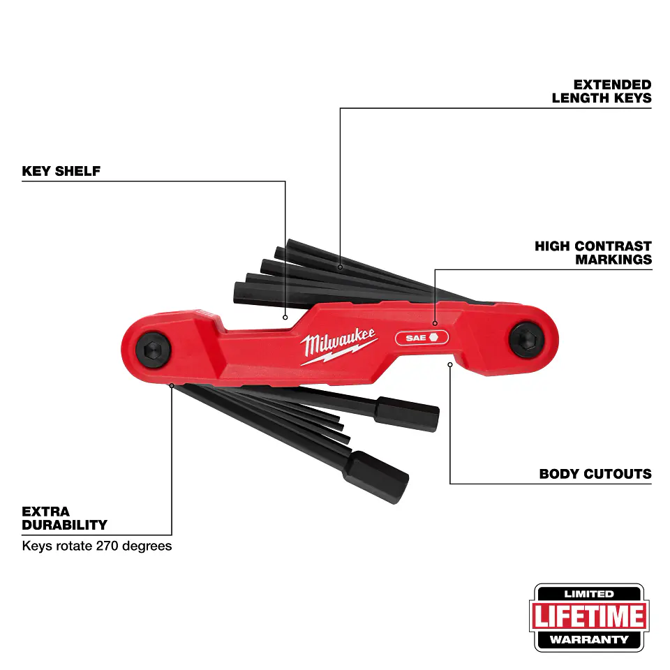 Set Llaves Allen Plegables Milwaukee SAE 11 Piezas Electricista 48-22-2180 2